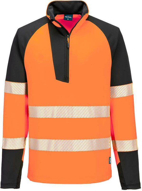 Portwest PW3 Hi-Vis Sweatshirt met 1/4 rits T172 - Oranje/Zwart - 4XL