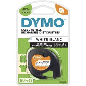 Dymo LetraTAG opstrijkbare tape 12 mm, wit