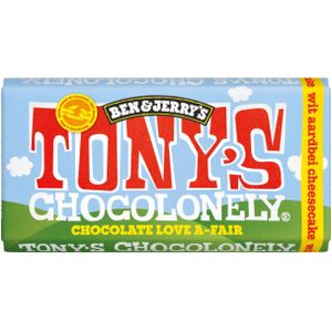 Chocolade Tonys Chocolonely wit aardbei cheesecake 180 gram, 1 stuk