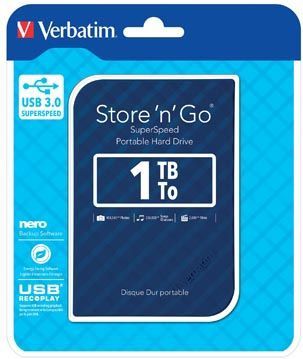 Verbatim harde schijf 3.0 Store 'n' Go, 1 TB, blauw