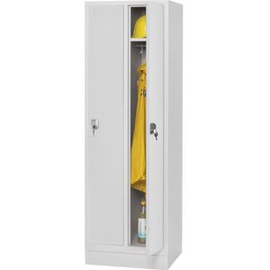 Metalen garderobekast PROFI SYSTEEM met sokkel lichtgrijs RAL 7035 300 2 cilinderslot met sokkel