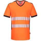 PW3 Hi-Vis T-shirt met V-hals maat 4XL, Orange/Black