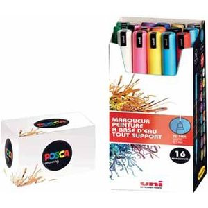 Paintmarker Uni-ball op waterbasis posca pc-1mr doos van 16 stuks in geassorteerde kleuren