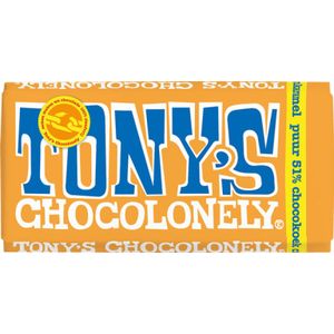 Chocolade Tonys Chocolonely puur 51% chocokoek citroenkaramel 180 gram, 1 stuk