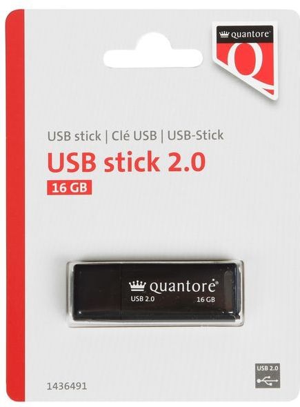 Quantore - USB-stick 2.0 - Zwart - 16GB - Gemaakt van 100% Gerecycled Plastic