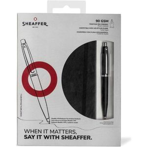 Balpen Giftset SHEAFFER VFM 9405 black chrome met A5 notebook