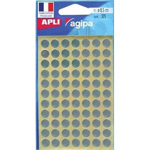 Agipa ronde etiketten in etui diameter 8 mm, zilver, 308 stuks, 77 per blad [10x]