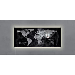 glasmagneetbord Sigel Artverum LED 1300x550x15 wereldkaart
