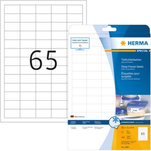 Diepvriesetiketten, A4, 38,1 x 21,2 mm, wit, diepvriesbestendig