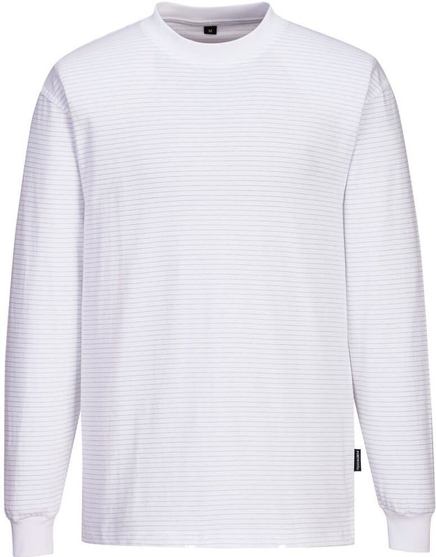 Portwest - AS22 - Anti-statisch ESD T-Shirt - Wit - Lange Mouw