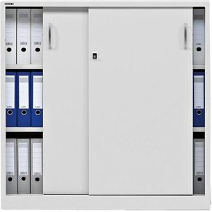 Houten archiefkast met 2 lades, mobiele kantoorkast met open