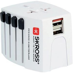 Skross wereldstekker met dubbele USB poort