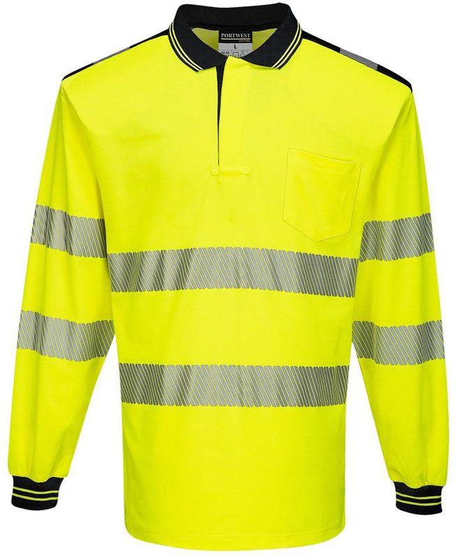PW3 Hi-Vis Poloshirt Langemouw maat 4XL, Yellow/Black