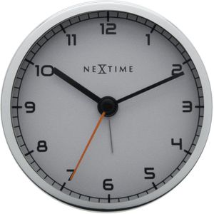 Wekker NeXtime 9 x 9 x 7.5 cm, metaal, wit, 'Company Alarm'