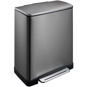 EKO E-Cube Prullenbak - Pedaalemmer - Black Steel - 28 + 18 Liter - Anti-slip- Soft-close - Fingerprintproof