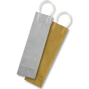 Folia papieren kraft zak voor flessen, 110 g/mA2, goud en zilver, pak van 6 stuks