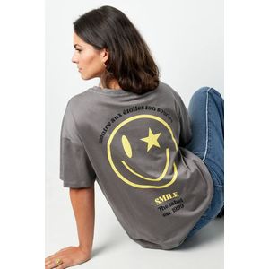 T-shirt Happy life smiley | GRIJS, S / Vrouwelijk