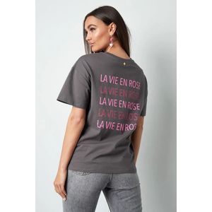 T-shirt la vie en rose | DONKERGRIJS, S / Vrouwelijk