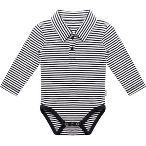 Romper Polo Navy White Stripes - Navy/White Stripes