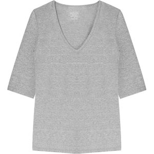 3/4 Sleeve V-Neck T-Shirt - Grey Melee