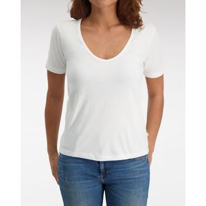 Loose Fit V Neck T shirt SS - White