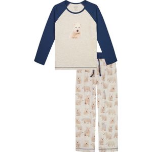 Claesen's Pyjama Polar met All Over Print Beige/Blauw