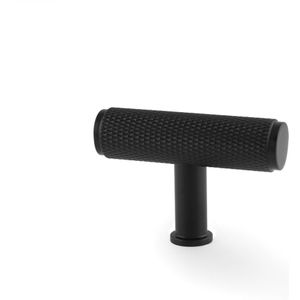 Meubelknop Knurled 'Crispin' T-vorm - Mat zwart - 55mm