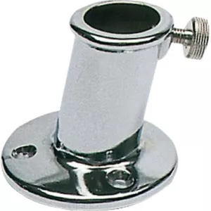Vlaggenhouder Voor Vlaggenmast – 1-voudig, 22 Mm Binnendiameter, Verzinkt Zilver – Inclusief Grondplaat 105x75 Mm, Voor Dak Of Gevel