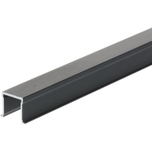 Schuifdeur onderrail - zwart aluminium - 16x17mm - Lengte 2000mm