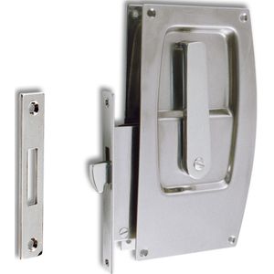 Insteek schuifdeur loop-slot Messing chroom Ls/Rs toepasbaar incl.sluitplaat en komkrukken