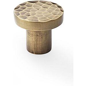 Meubelknop Hammered 'Hanover' - Antiek messing - Ø30mm - Hoogte 26mm