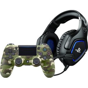 Sony Dualshock 4 Controller Groen Camo + Trust GXT 488 FORZE Gaming Headset