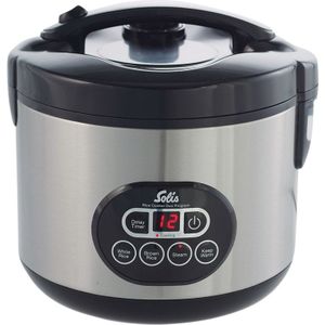 Solis Rice Cooker Duo Programm 817 - Rijstkoker en Stoomkoker - Groente Stomer - Zilver