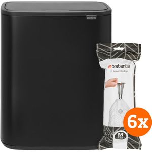 Brabantia Bo Touch Bin 60 Liter Matt Black + Vuilniszakken (120 stuks)