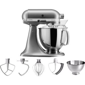 KitchenAid Keukenrobot - Keukenmachine Artisan met extra accessoires - Moederdag cadeautje - 4,8 L, Contour Zilver