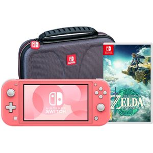 Nintendo Switch Lite Koraal + Zelda: Tears of the Kingdom + Bigben beschermhoes