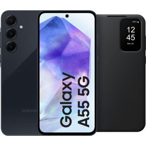 Samsung Galaxy A55 256GB Donkerblauw 5G + Smart View Book Case Zwart
