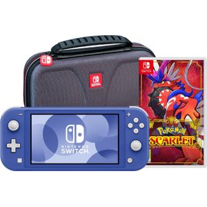 Nintendo Switch Lite Blauw + Pokémon Scarlet + Bigben Beschermtas