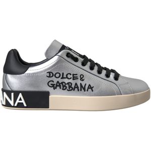 Dolce & Gabbana Silver Kalfsleren Sneakers