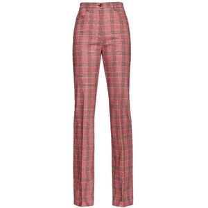 PINKO Rood Polyester Flared Broek met Prince of Wales Motief