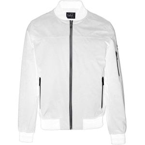 Yes Zee Witte Nylon Bomberjack voor Mannen