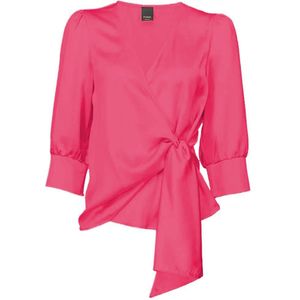 PINKO Fuchsia Polyester Trui met V-hals en Knoopsluiting