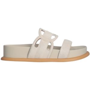 Liu Jo Ecru Sandalen Met Logo