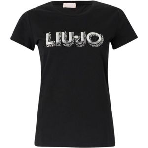 Liu Jo Zwart Print T-shirt Met Logo