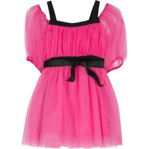 PINKO Fuchsia Nylon Jurk met Rimpelontwerp