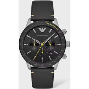 Emporio Armani Zwart Leren Chronograaf Horloge