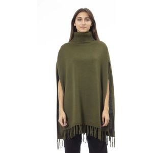 Groene Wol Turtleneck Poncho van Alpha Studio