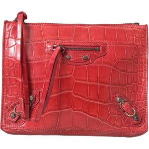 Balenciaga Luxe Rode Clutch van Alligatorleer