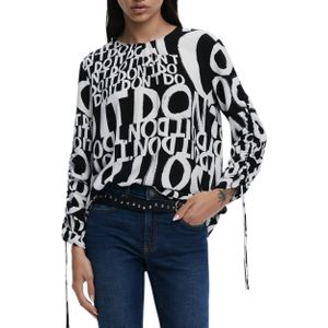 Desigual Zwarte Blouse Met Letters En Strik