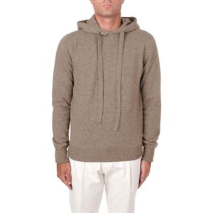 Alpha Studio Bruine Wol Vergine Hoodie met Trekkoord